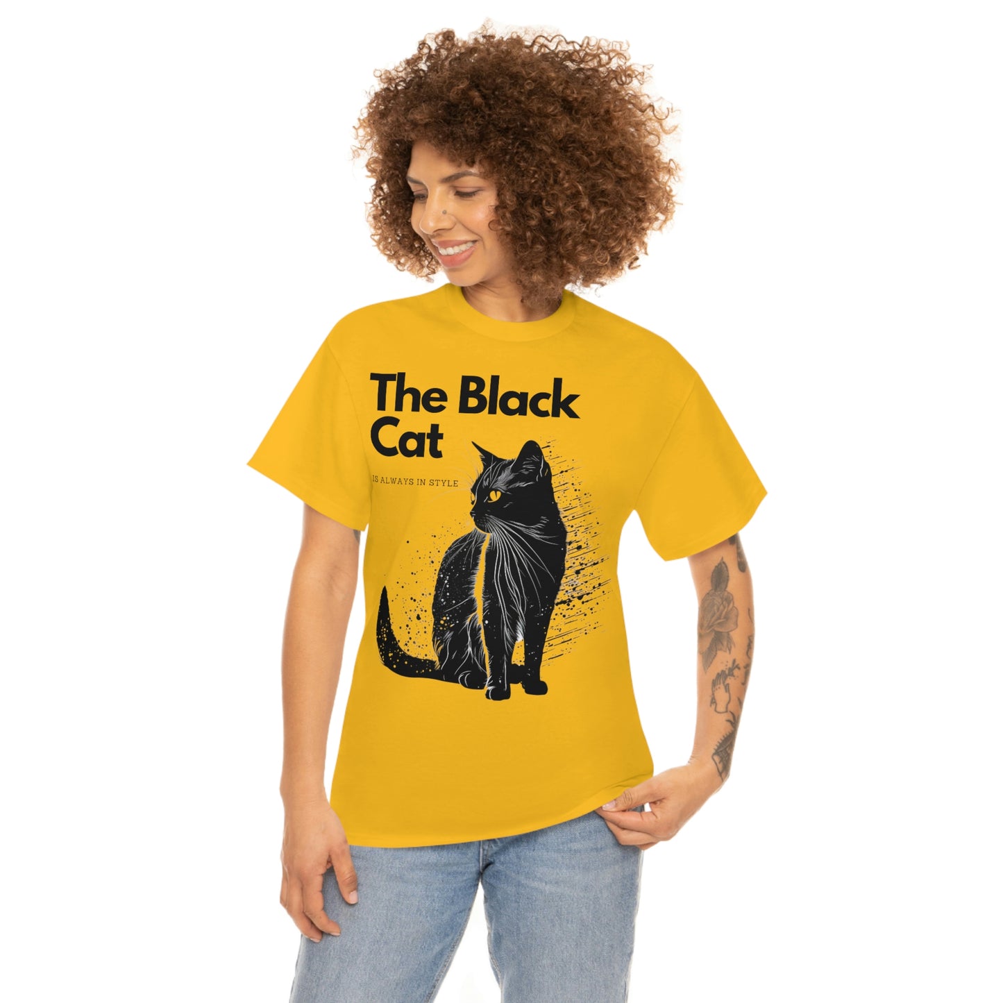Black Cat always comes in a style - High quality Unisex Heavy Cotton Tee T-Shirt