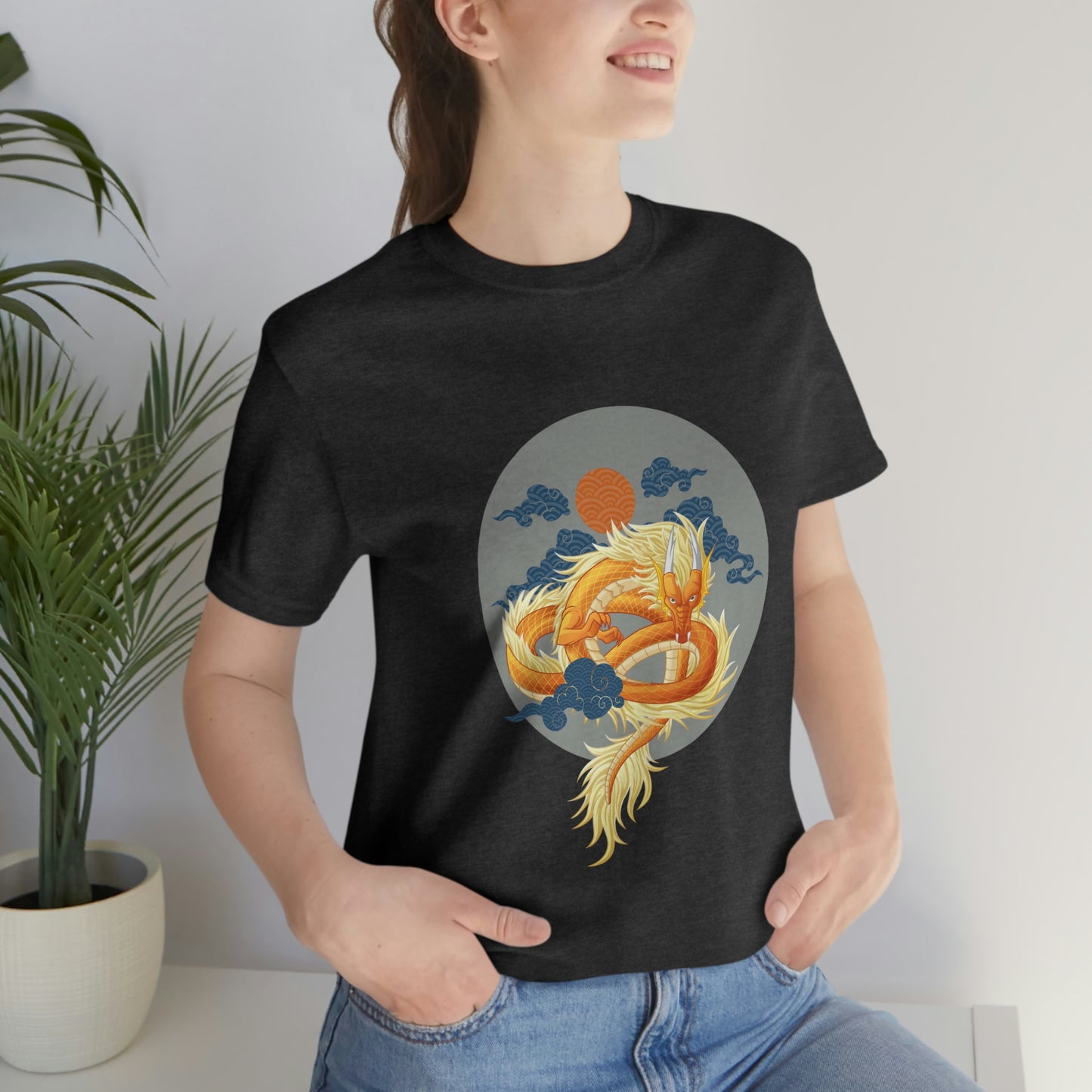 "Dragon's Fury" - Unisex Jersey Short Sleeve Tee Featuring an Exquisite Chinese Dragon Design.