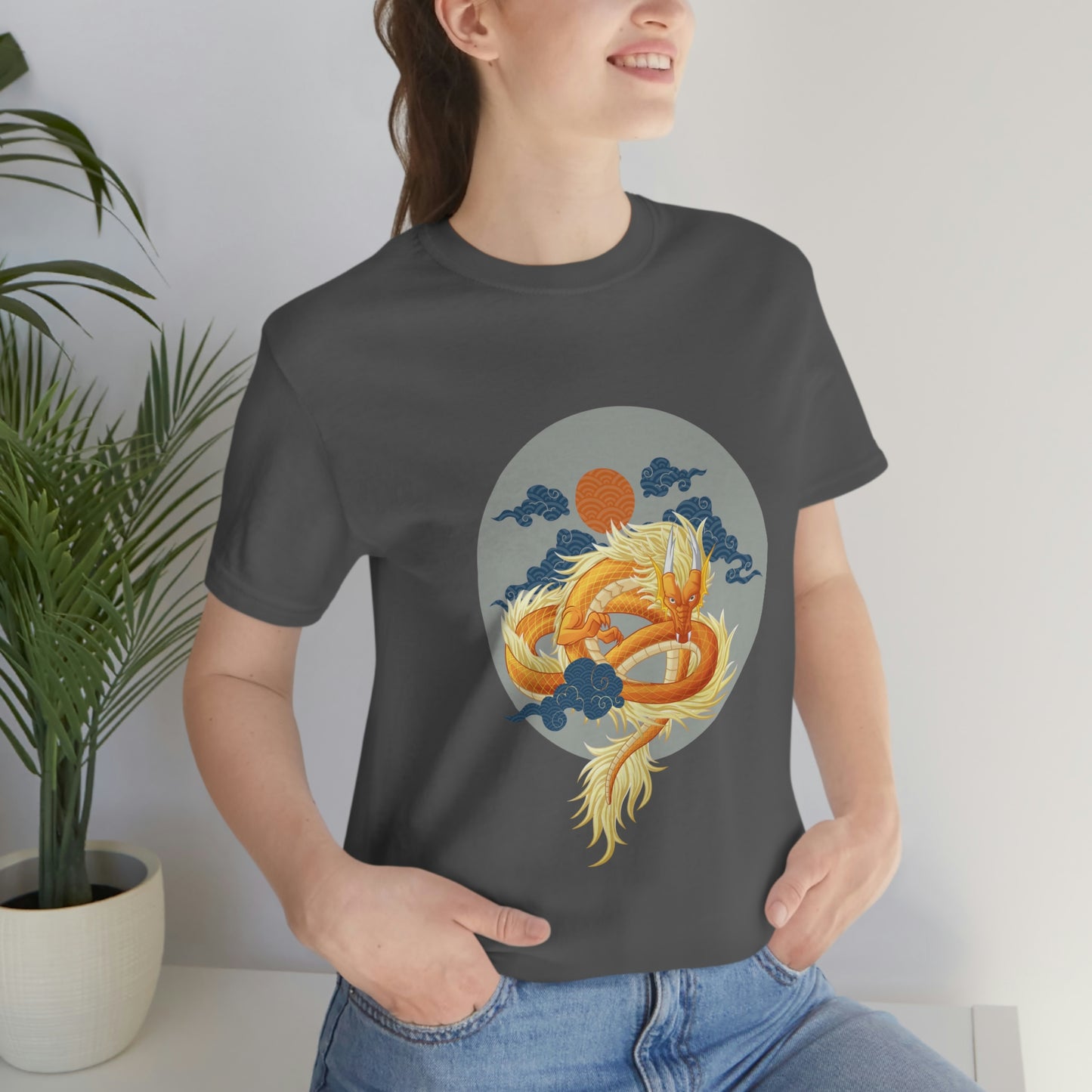 "Dragon's Fury" - Unisex Jersey Short Sleeve Tee Featuring an Exquisite Chinese Dragon Design.